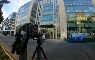 Filming b-roll at Morgan Stanley's offices in Budapest