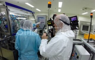 Video Crew Frankfurt cameraman films in a factory for a US client