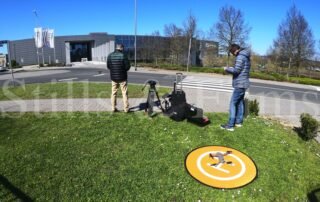 Video Crew Frankfurt drone operator prepares to film b-roll for a US client