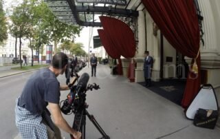 Filming an interesting story at Grand Hotel Vienna