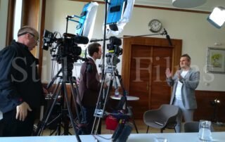 Video Crew Prague on a 2 camera corporate shoot at KB Bank in Prague