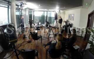Video Crew Frankfurt camera crews filming a panel discussion with 3 cameras for a UK client