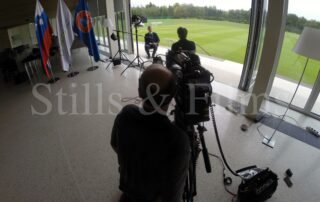 Video Crew Ljubljana interviewing Aleksander Ceferin, president of UEFA in Ljubljana for German broadcaster ARD