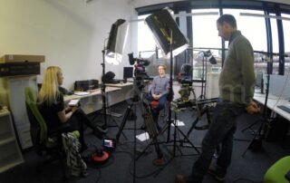 Video Crew Frankfurt cameraman filming interviews at Aachen University for a US client
