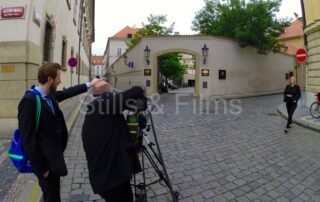 Video Crew Prague outside Mandarin Hotel in Prague filming for the UEFA