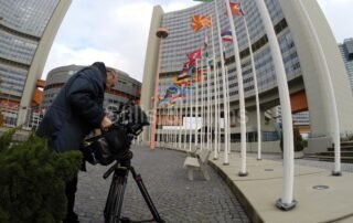 Filming at an UNIDO conference at the UN in Vienna