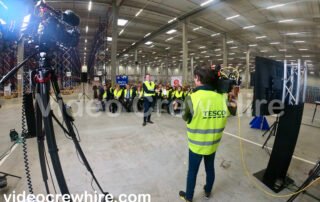 Filming a live programme at TESCO’s new facilities in Hungary. February 2025
